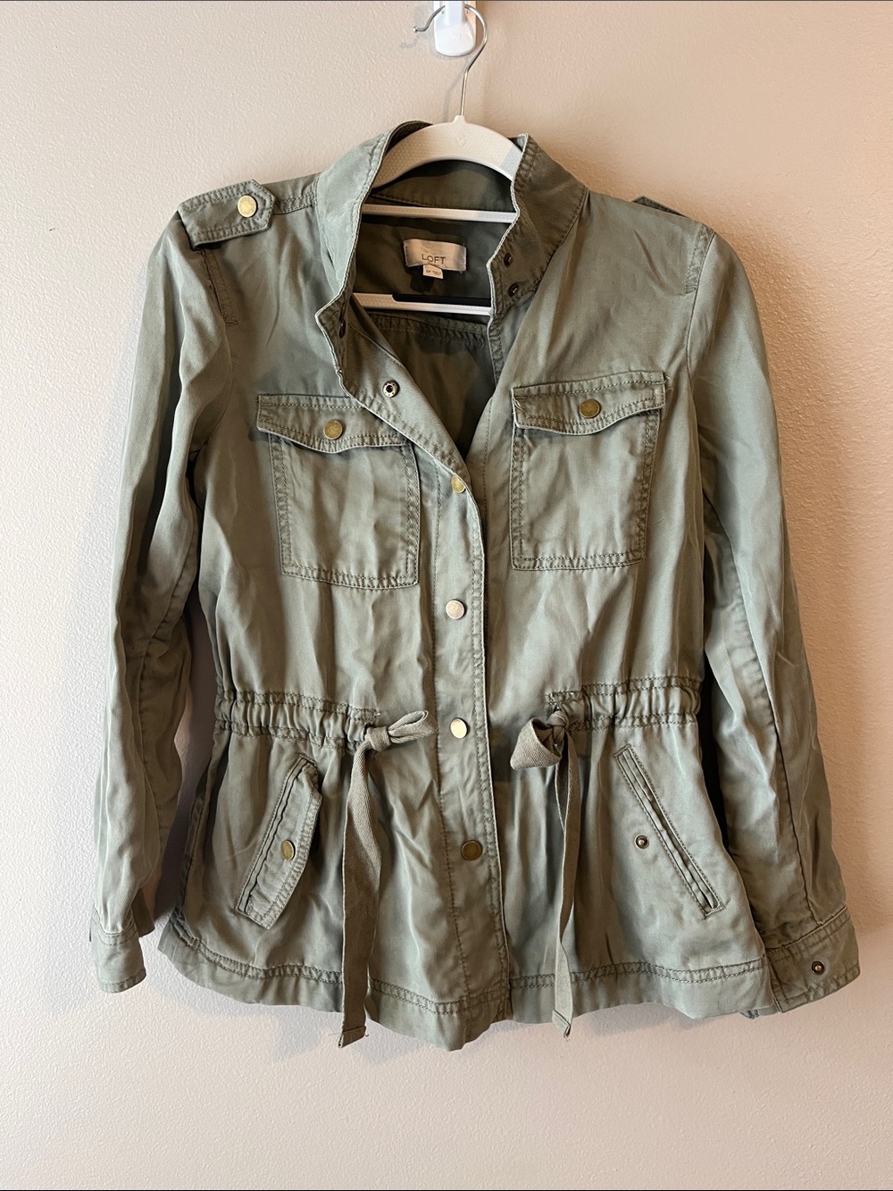 LOFT Olive Green Drawstring Utility Jacket